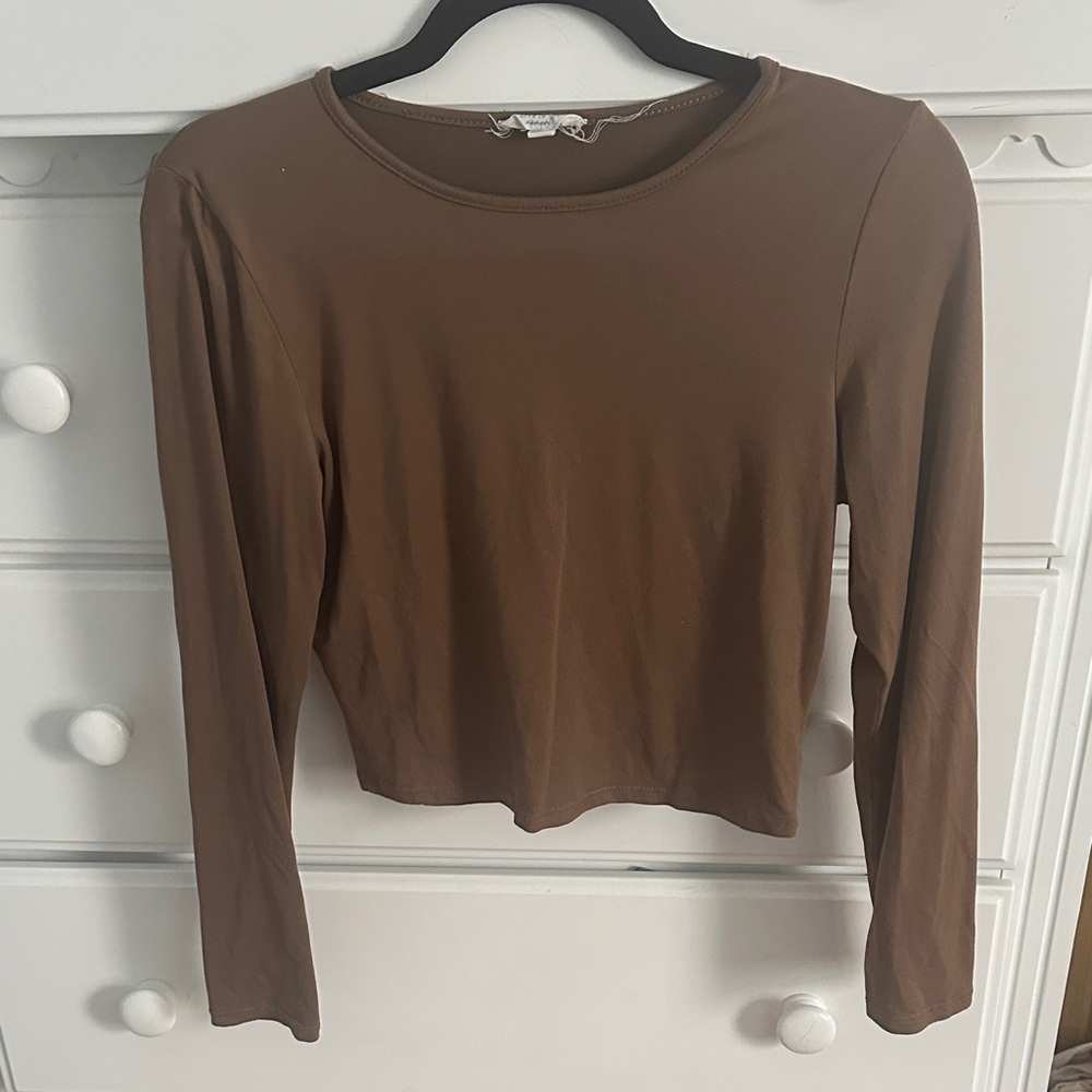 Brown Long Sleeve Women's Top